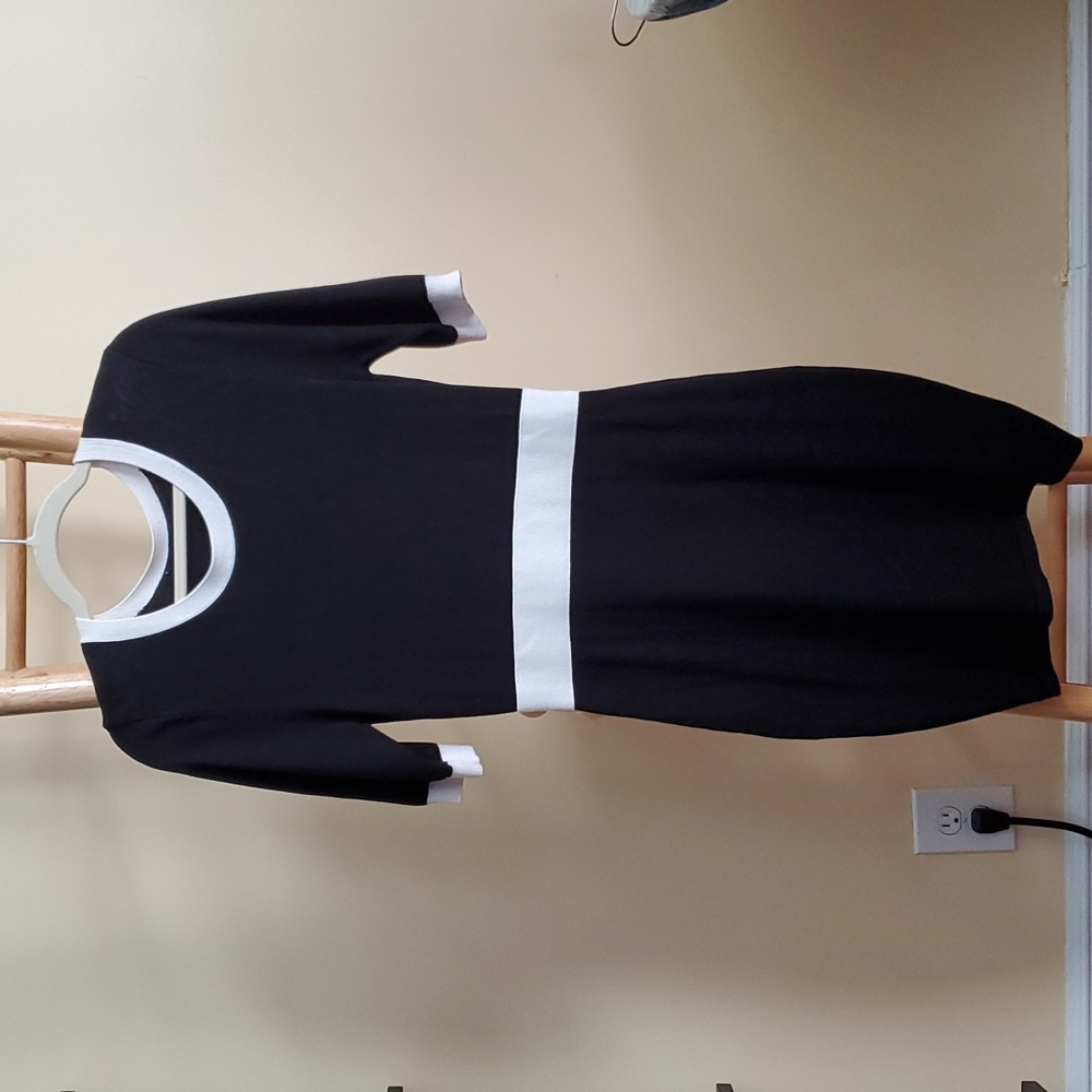 Black Dress with White Trim Size S